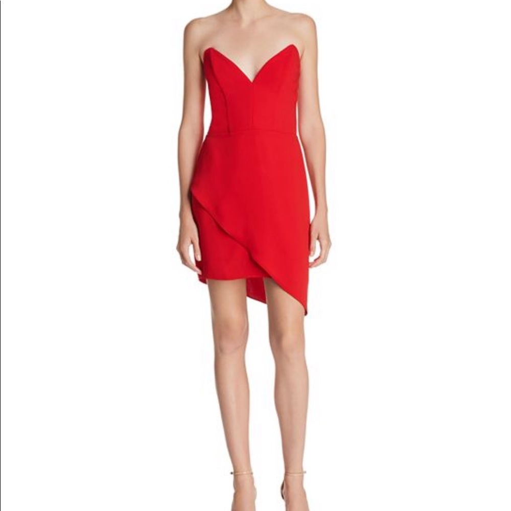 Amanda Uprichard Red Strapless Cocktail Dress